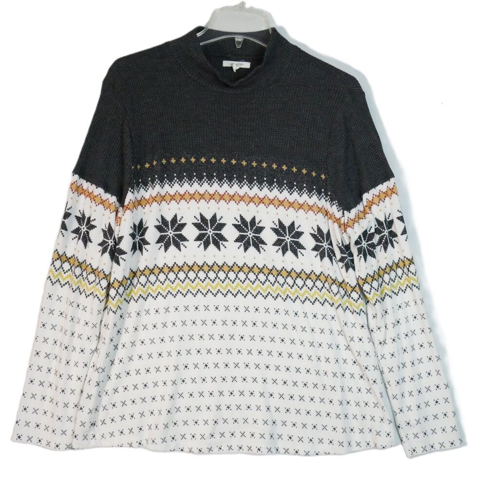 Maurices Womens Size 0X Fair Isle Nordic Snowflake Lightweight Pullover Sweater